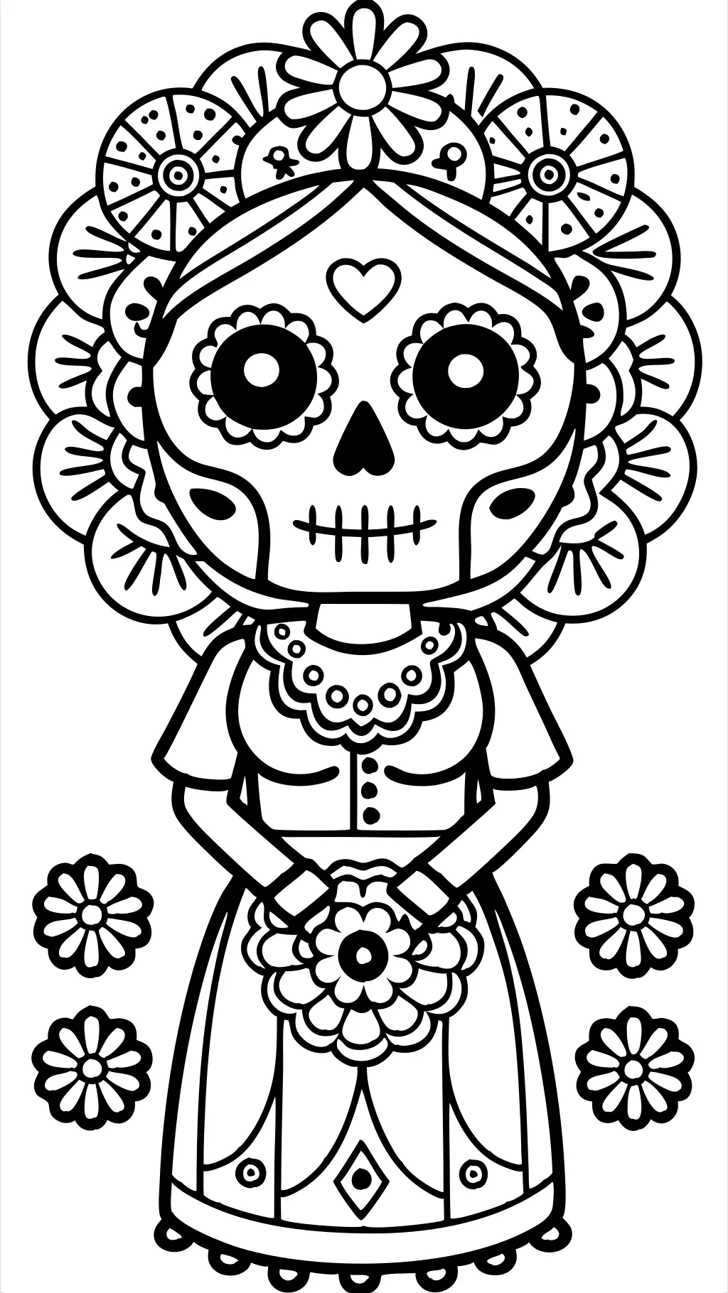 Páginas para colorear para Dia de los Muertos